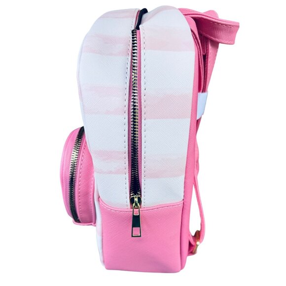 Pikachu No. 025 Pink & White Striped Heart-Shaped Zipper Backpack - Picture 9 of 12